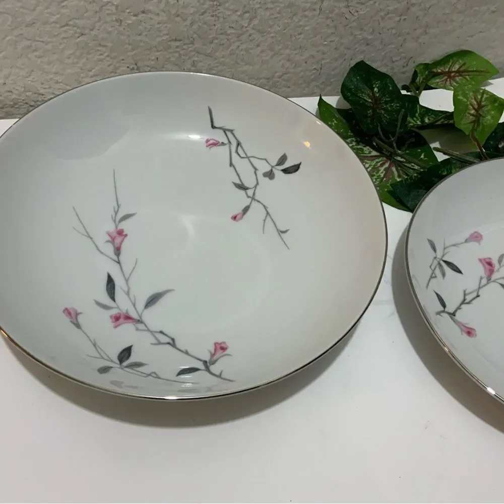 2 Cherry Blossom Fine China 1067 Japan 1 large Bowls 9 1/8